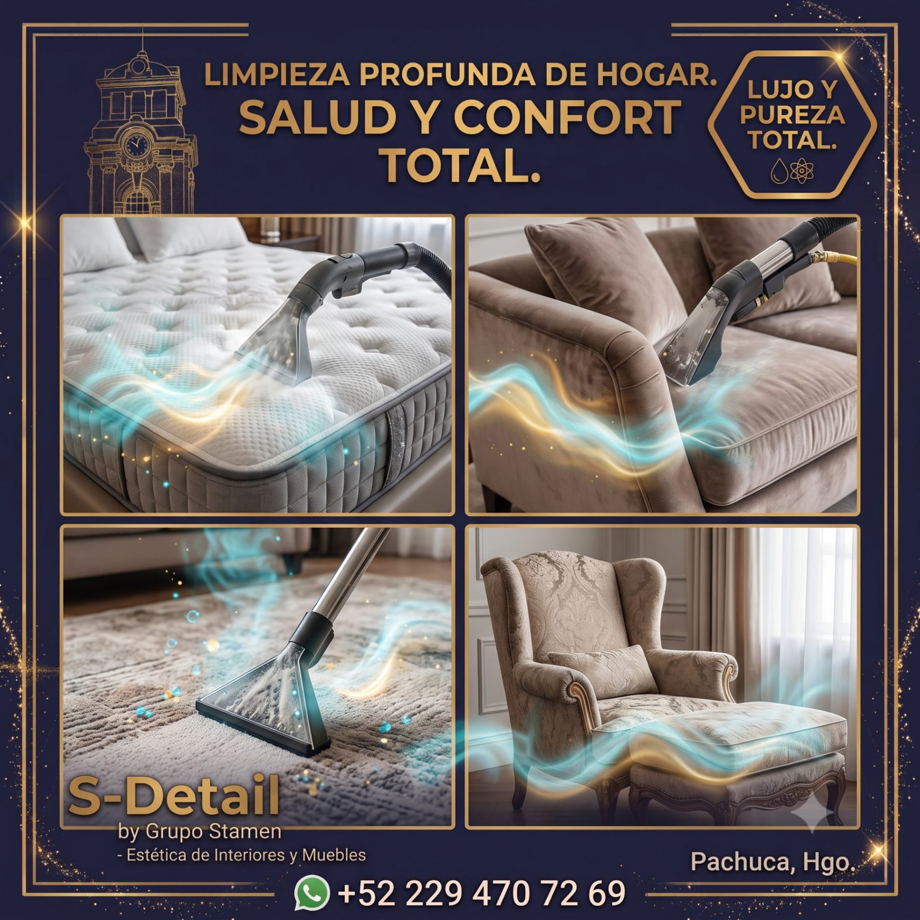 Limpieza profunda de colchones, salas, alfombras y sillones